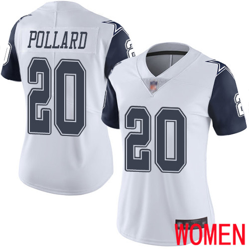 Women Dallas Cowboys Limited White Tony Pollard #20 Rush Vapor Untouchable NFL Jersey